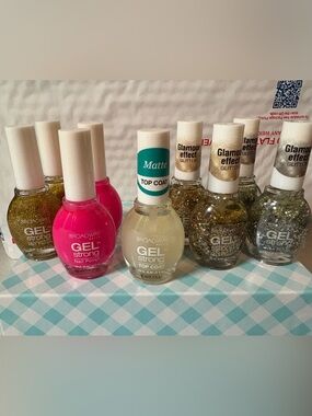 Broadway Nails Gel Strong Matte Top Coat and Nail Polish Bundle x 9
